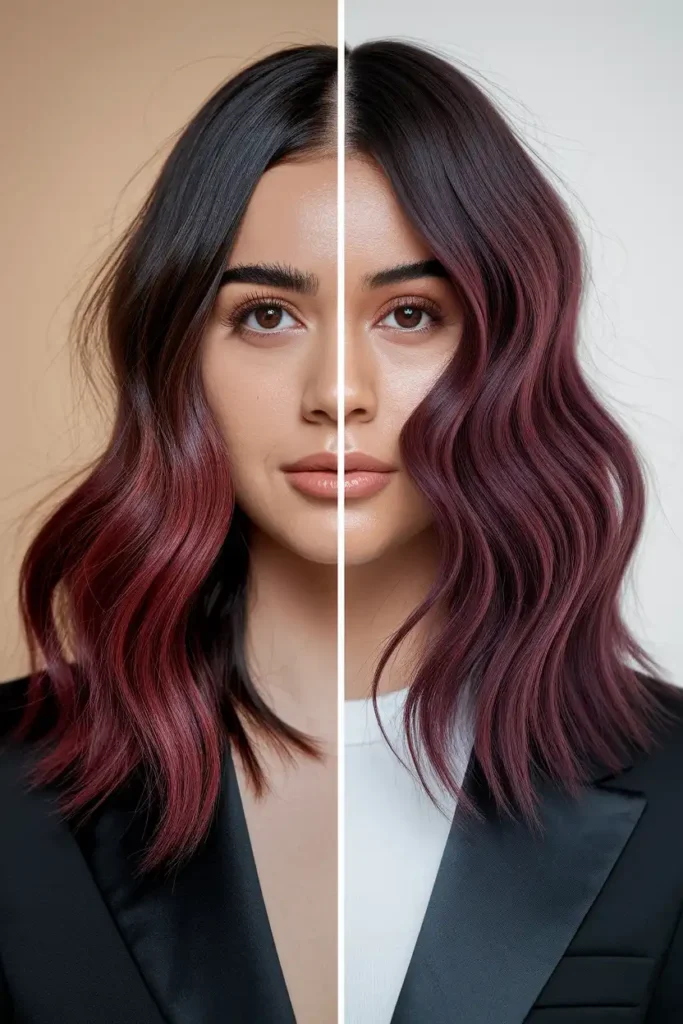 Burgundy Toner on Dark Hair With Existing Warmth