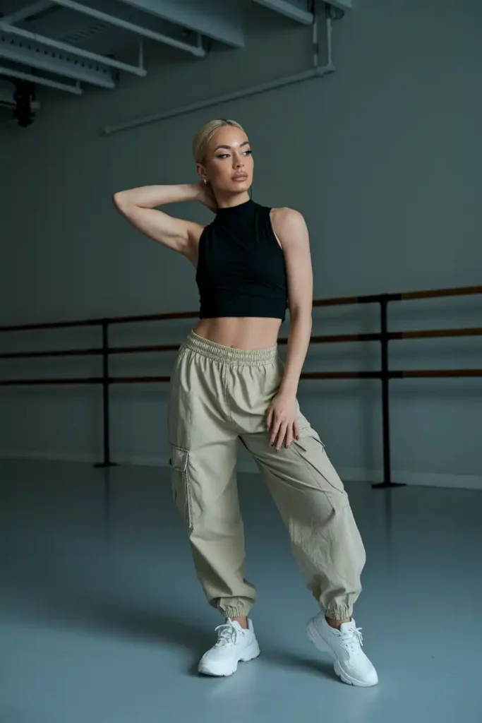 Cargo Joggers and a High Neck Crop Top