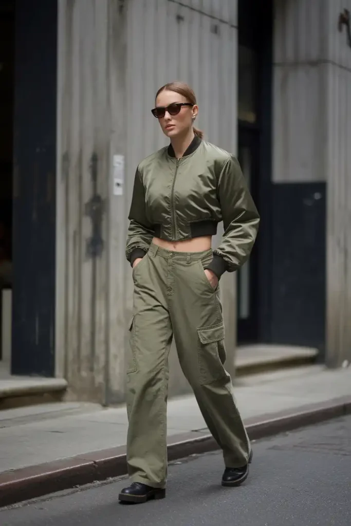 Cargo Pants and a Cropped Bomber Jacket