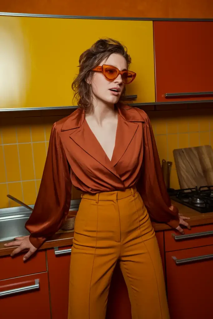 Cat-Eye Frames Styled With a 70s-Inspired Outfit