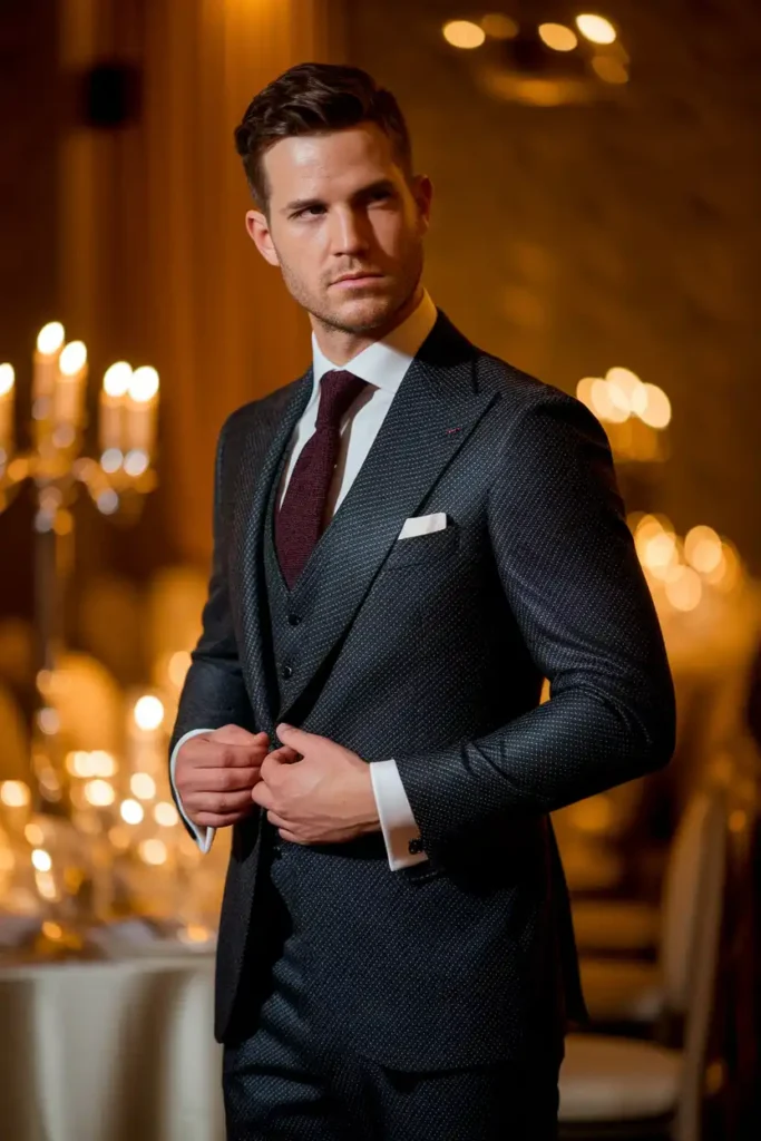 Charcoal Suit With a Subtle Texture