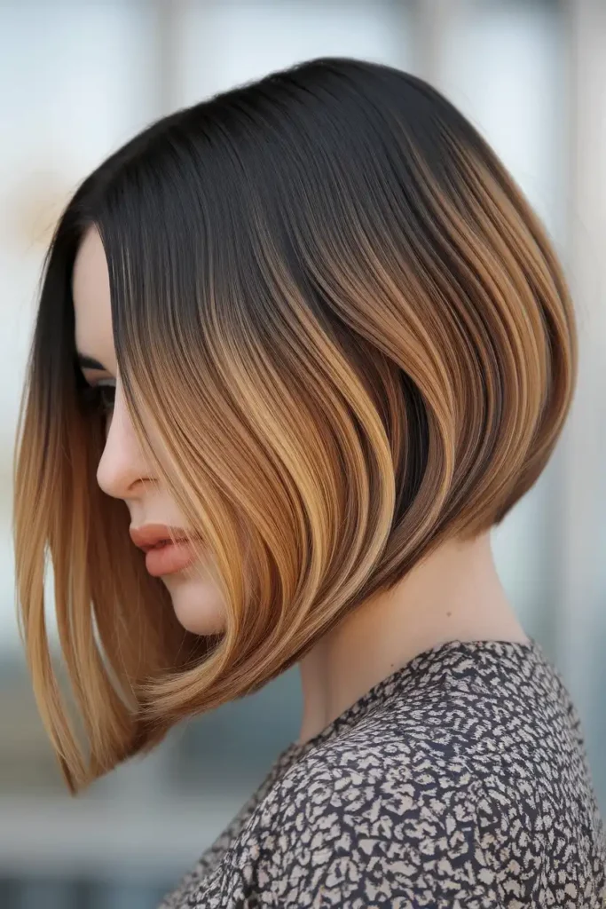 Classic Chin-Length Bob With Warm Caramel Balayage