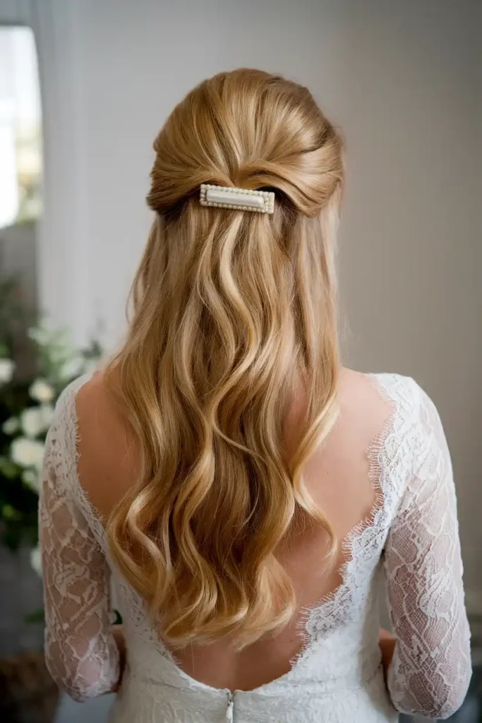 Classic Half-Up Hair Styles for Long Hair Brides