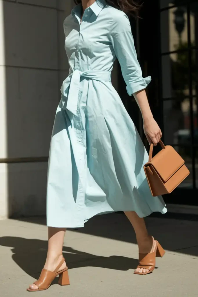 Classic Midi Shirt Dress for Sunday Service
