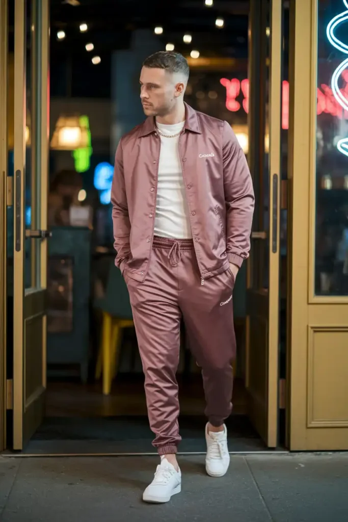 Coach Jacket and Jogger Set in Matching Tones