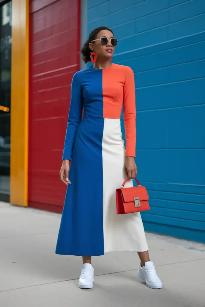 Color-Blocked Outfit With Bold Accessories