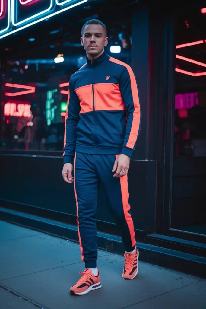 Color-Blocked Tracksuit With Retro Sneakers