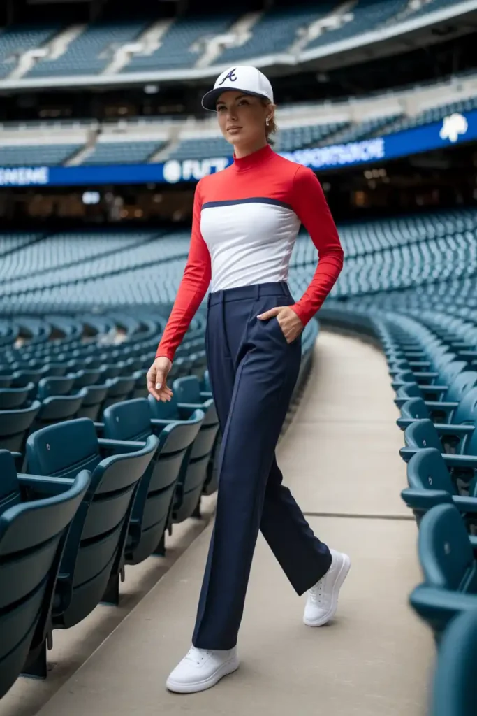 Colorblock Outfit in Braves Color Palette