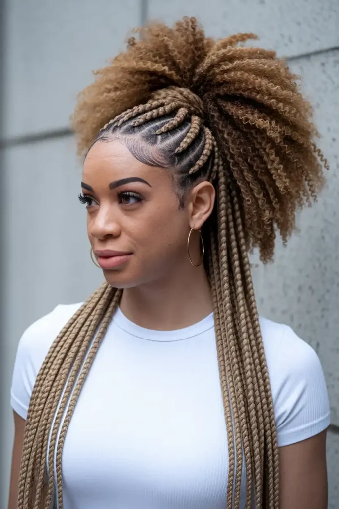 Cornrows Into a High Ponytail