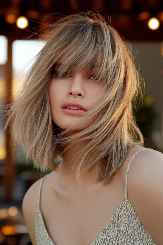 Curtain Bangs on a Lob