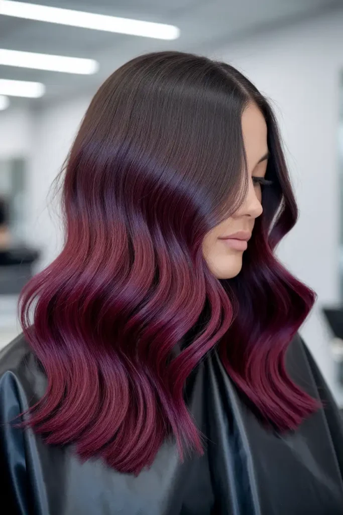 Dark Burgundy Ombre From Root to Tip