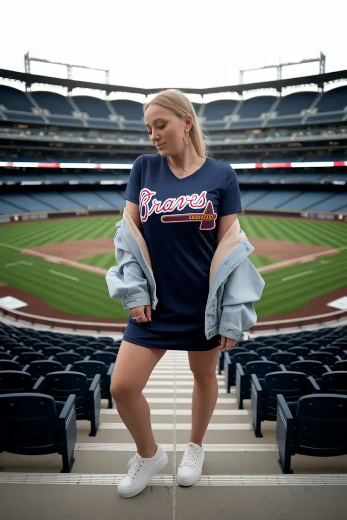Denim Jacket Over a Braves Dress
