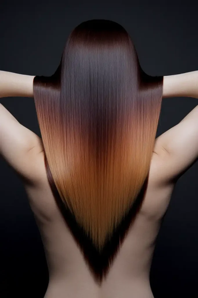 Dramatic V Cut on Ombre-Colored Hair