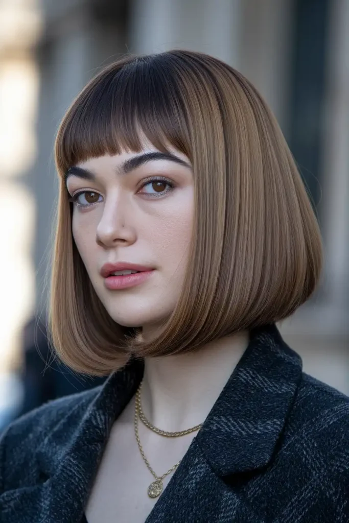 French Bob With Caramel Balayage