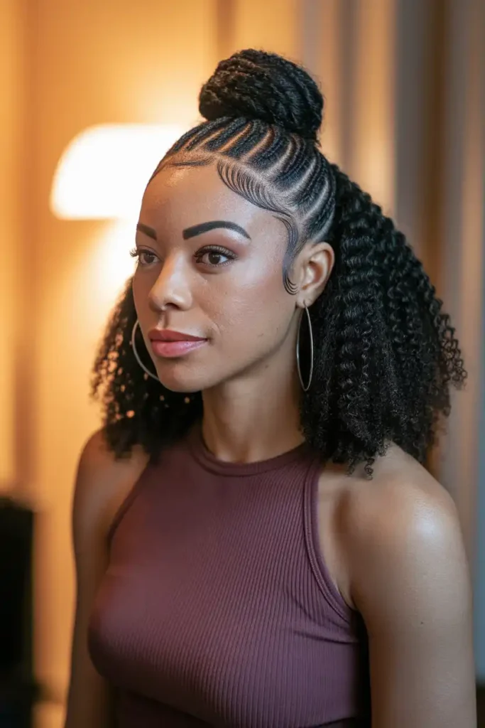Half-Up Puff With Baby Hair Laid Flat