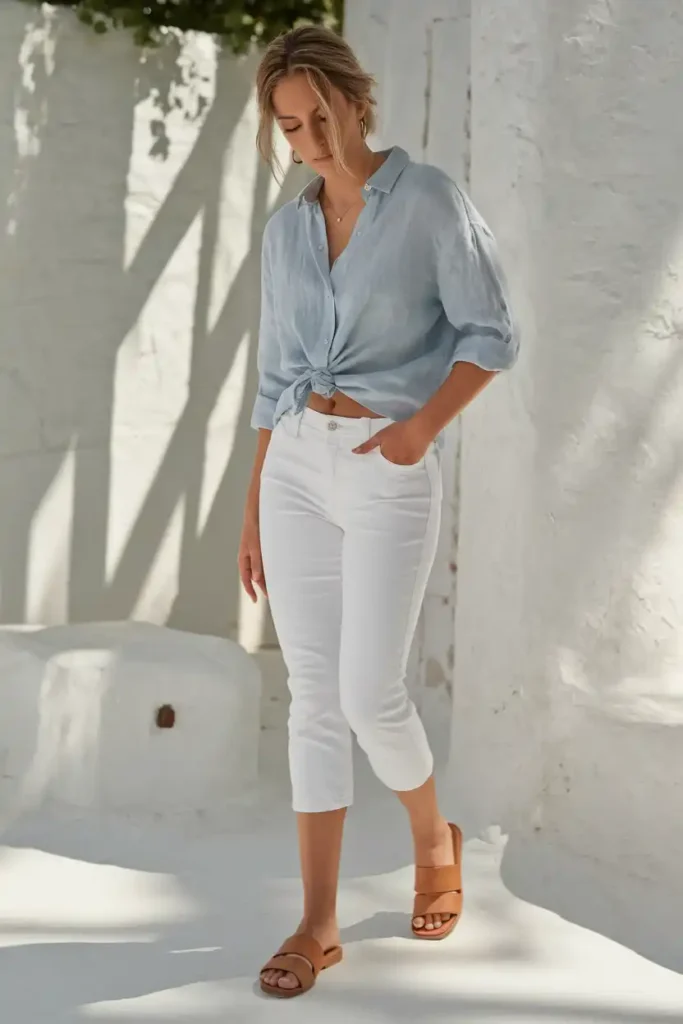 How to Style Capri Pants With a Button-Down Shirt