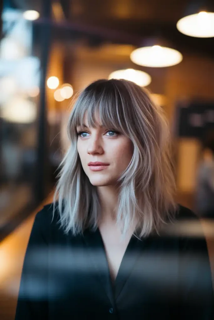 Layered Bangs on a Medium Cut