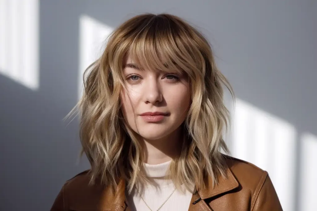 Layered Wavy Haircuts for Round Face Shapes