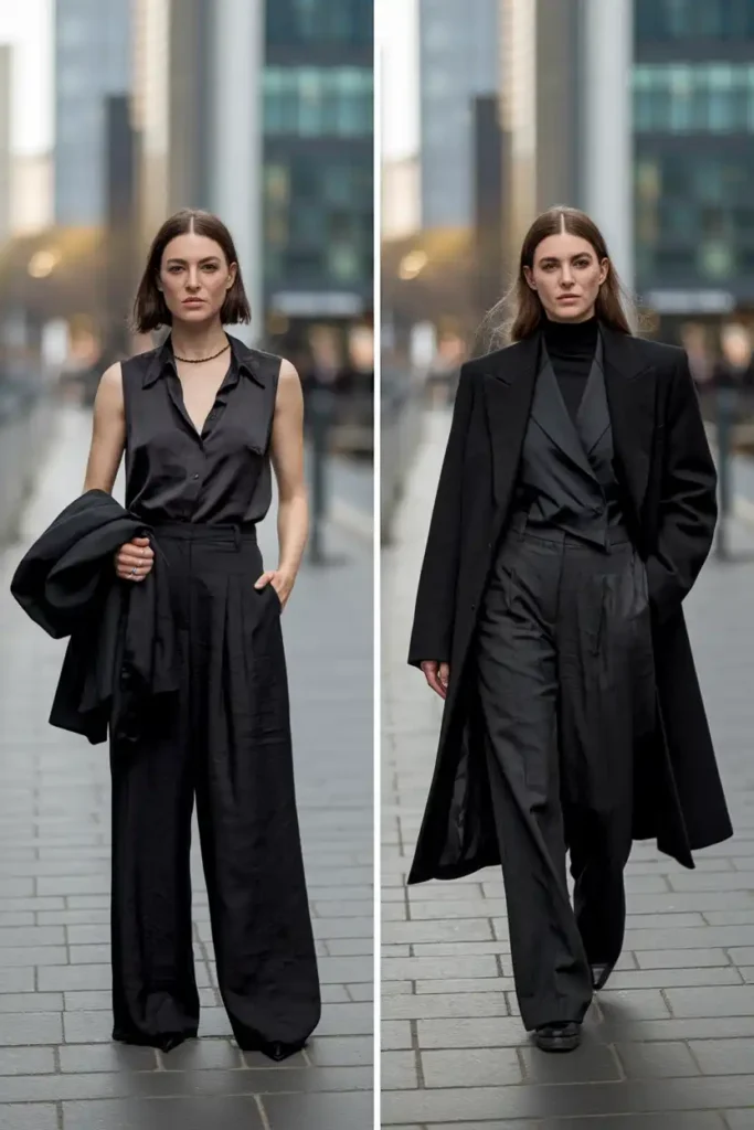 Layering Dark Pieces for Different Seasons at Work