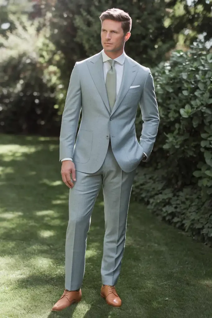 Light Gray Wool-Blend for Spring Summer Ceremonies