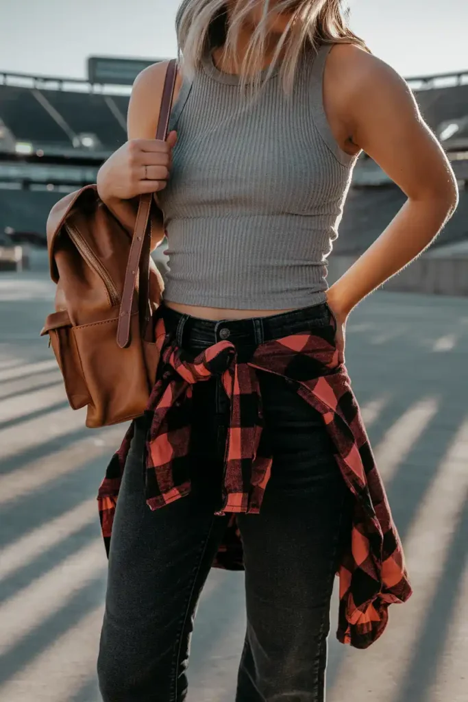 Lightweight Flannel Tied Around the Waist