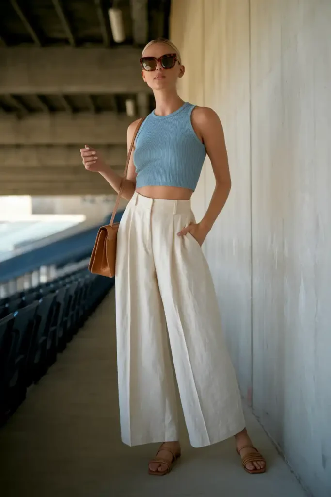 Linen Wide-Leg Pants and a Crop Tank