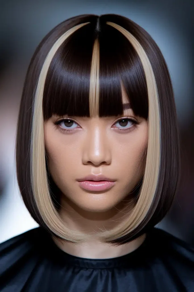 Long Straight Hair With a Single Money Piece