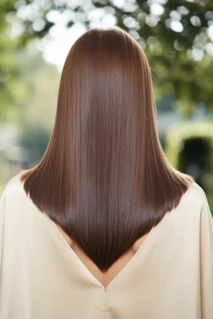 Long Straight Haircut With a V-Shape Hemline