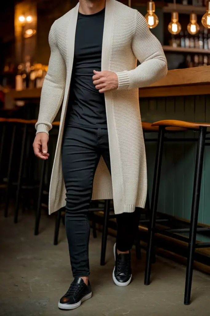 Longline Cardigan Over a Slim Outfit