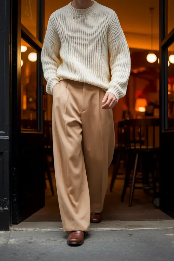 Loose Knit Sweater With Relaxed Trousers