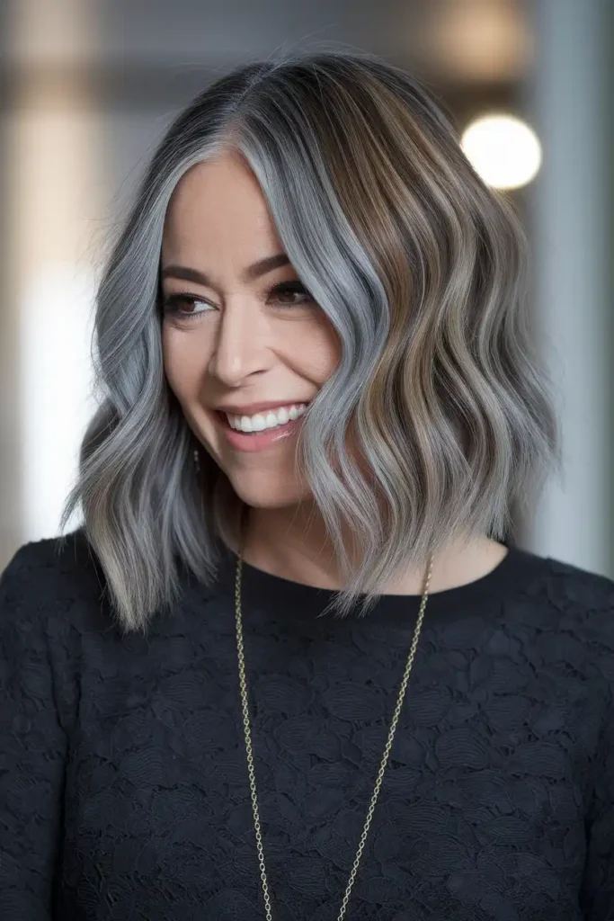 Medium-Length Bob With Caramel Balayage for Women Over 40