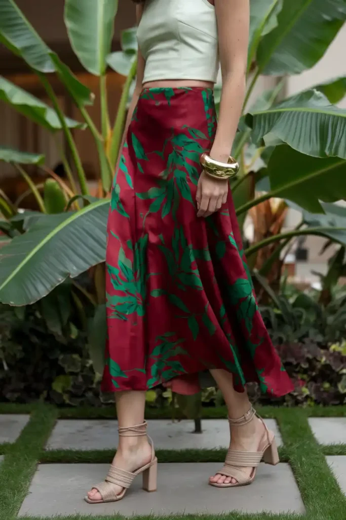 Micro-Mini Skirts in Tropical Floral Satin