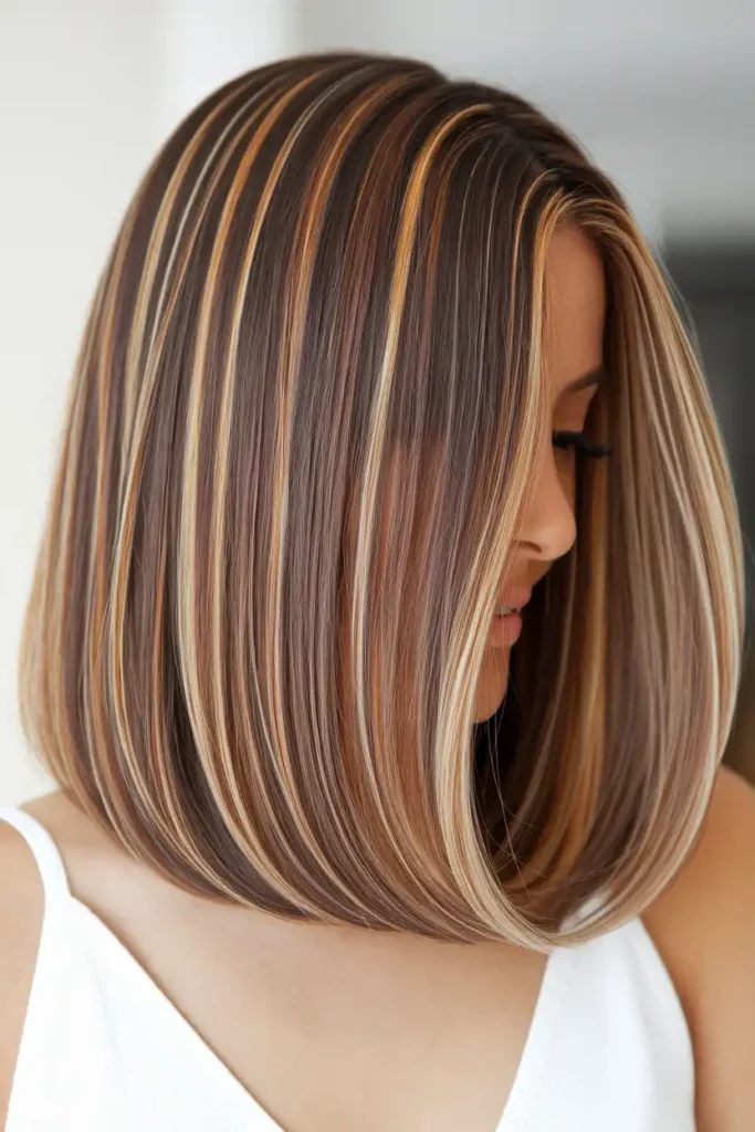 Mid-Length Hair With Subtle Caramel Highlights