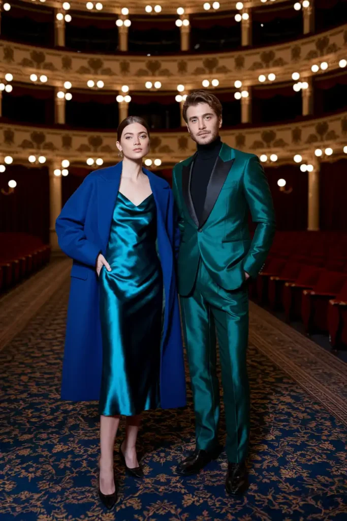 Monochromatic Jewel Tones for an Intimate Theatre Night