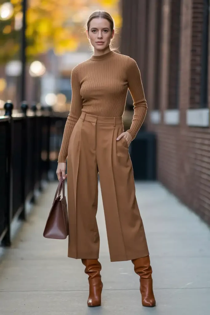 Monochrome Brown Set With Knee-High Boots