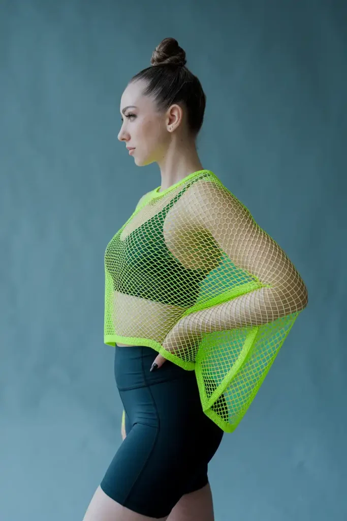 Neon Mesh Tank and Black Bike Shorts