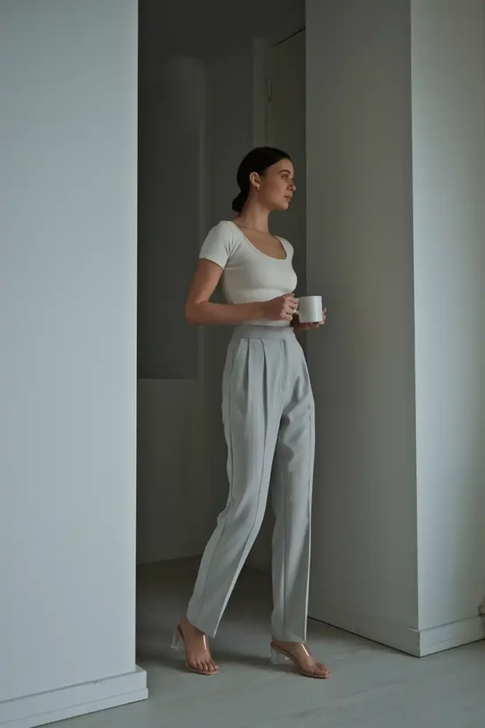 Neutral Minimalist Outfits That Let Jelly Shoes Speak
