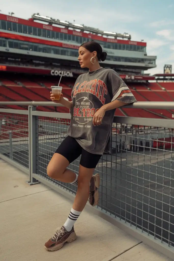 Oversized Graphic Tee and Biker Shorts