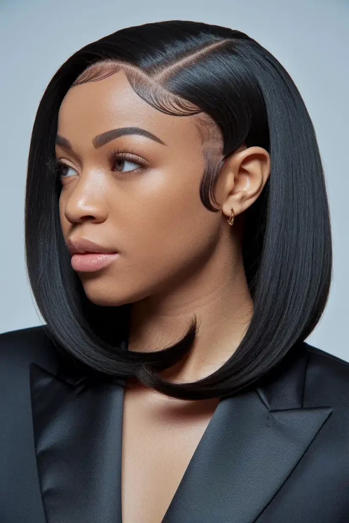 Pressed Natural Hair With Bone-Straight Ends