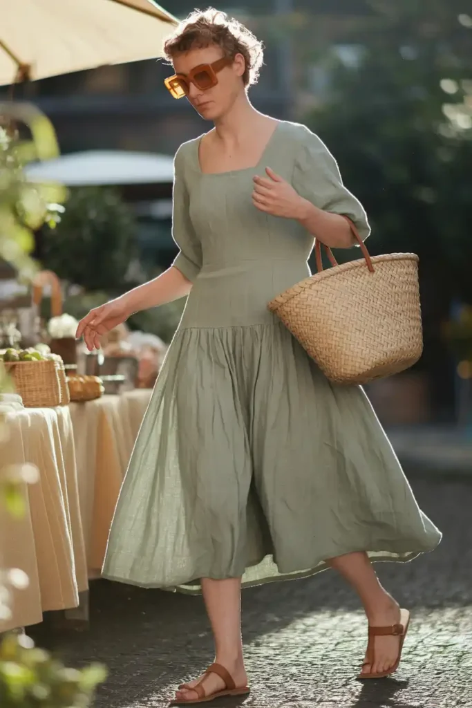 Retro Square Frames With a Linen Summer Dress
