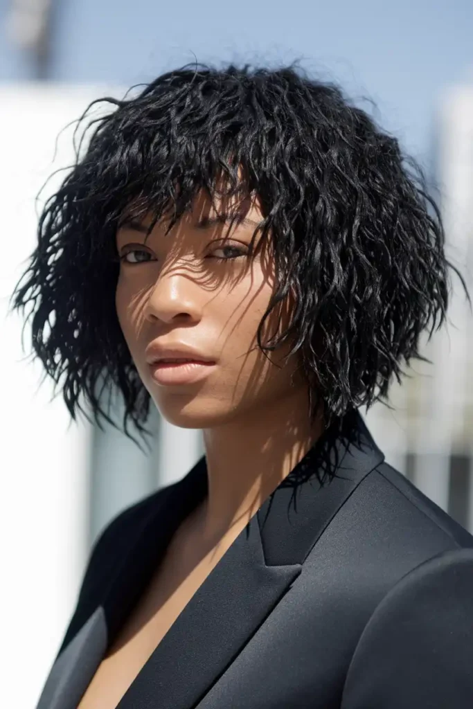 Shag Haircut for Black Hair with Natural Texture