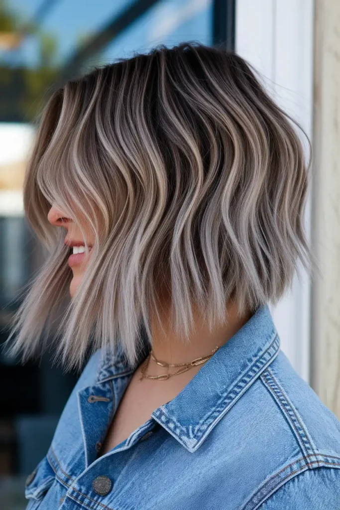 Shaggy Bob With Caramel Balayage and Face-Framing Pieces