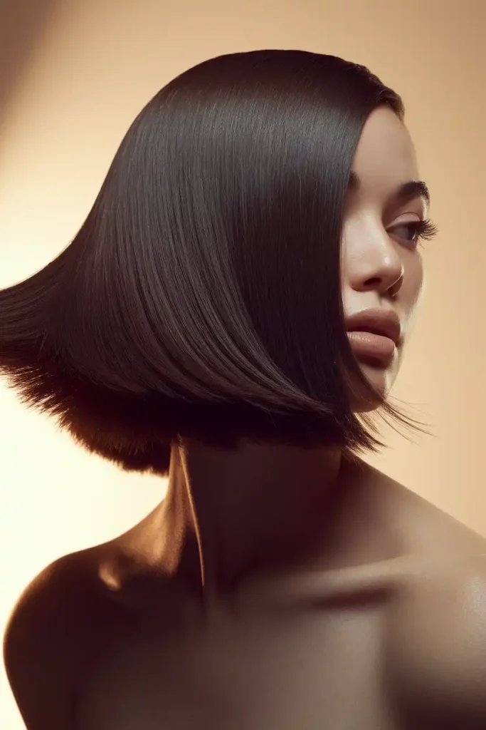 Side-Swept Bob on Dark Brown Hair