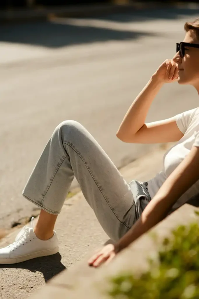 Simple Rectangular Frames With Everyday Jeans and a White Tee