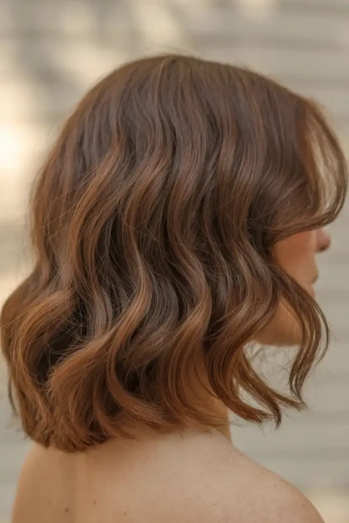 Soft V Cut on Medium-Length Wavy Hair