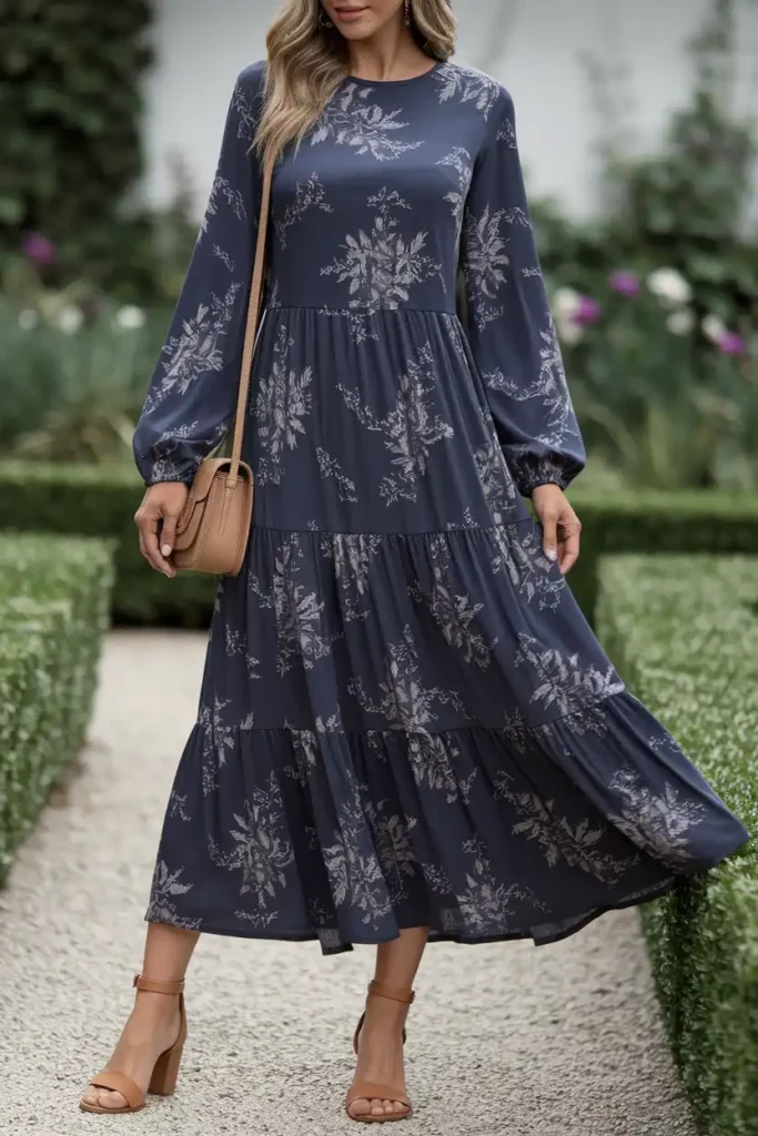 Sophisticated Maxi Dress with Long Sleeves