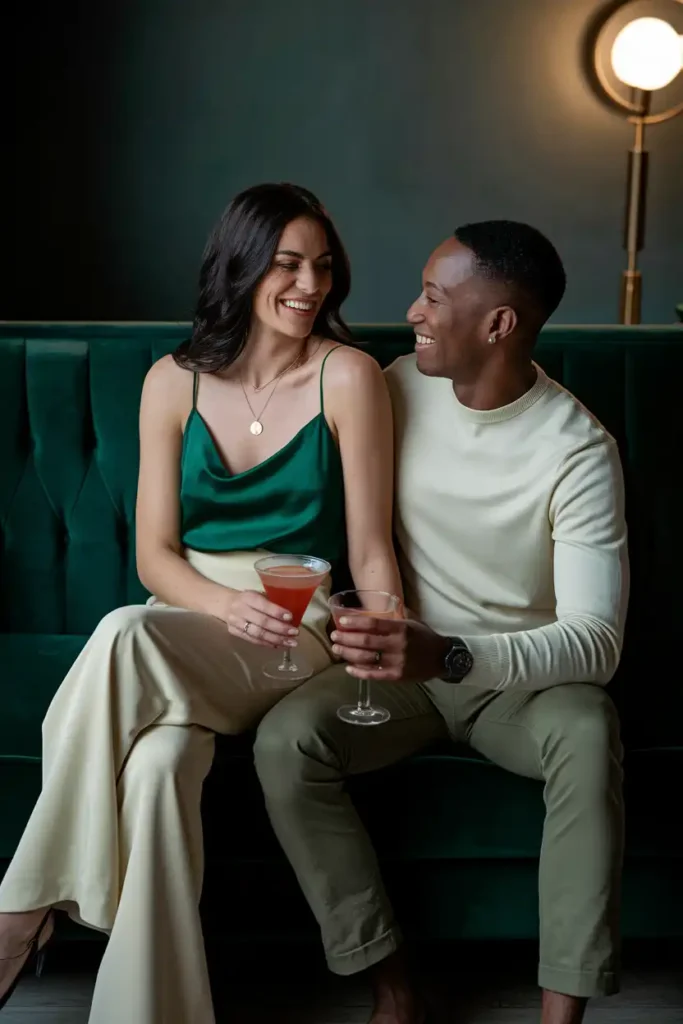 Sophisticated Silk and Tailored Trousers for Upscale Lounging