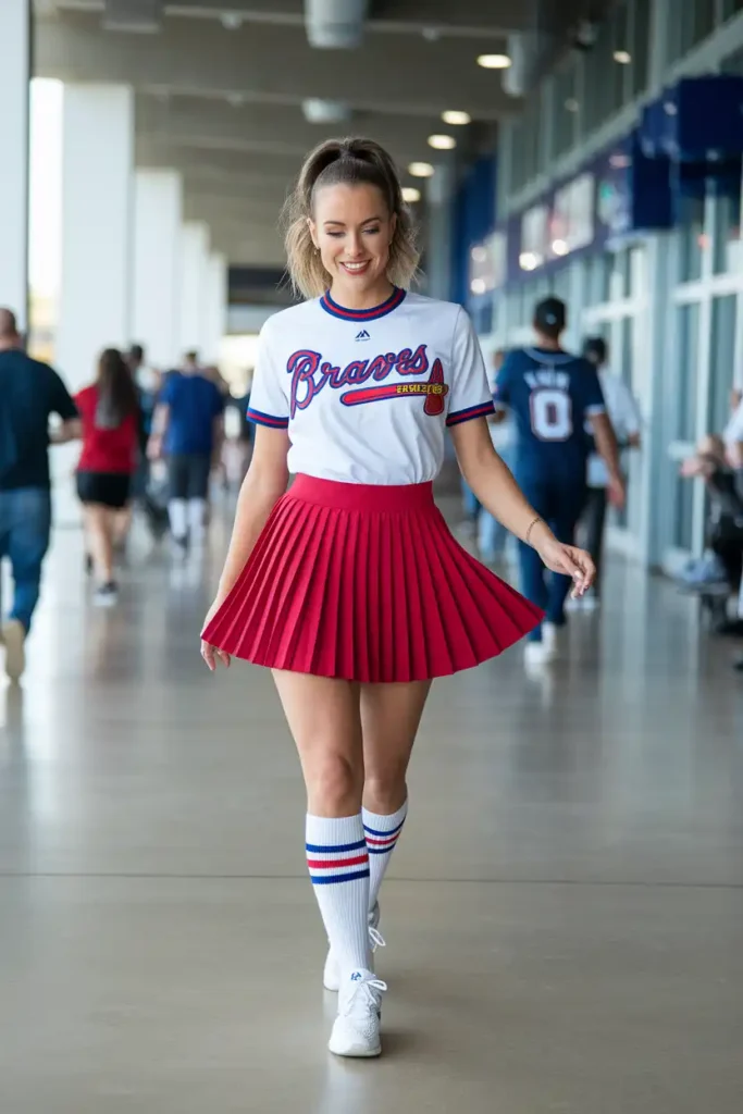 Sporty Mini Skirt and Braves Tee