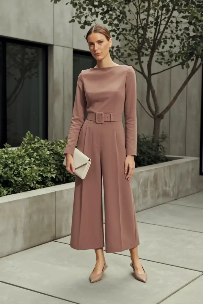 Structured Jumpsuit with a Modest Neckline