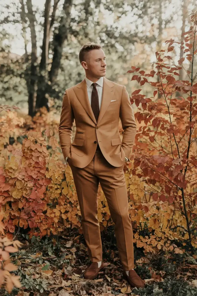 Tan or Camel Suit for a Fall Wedding